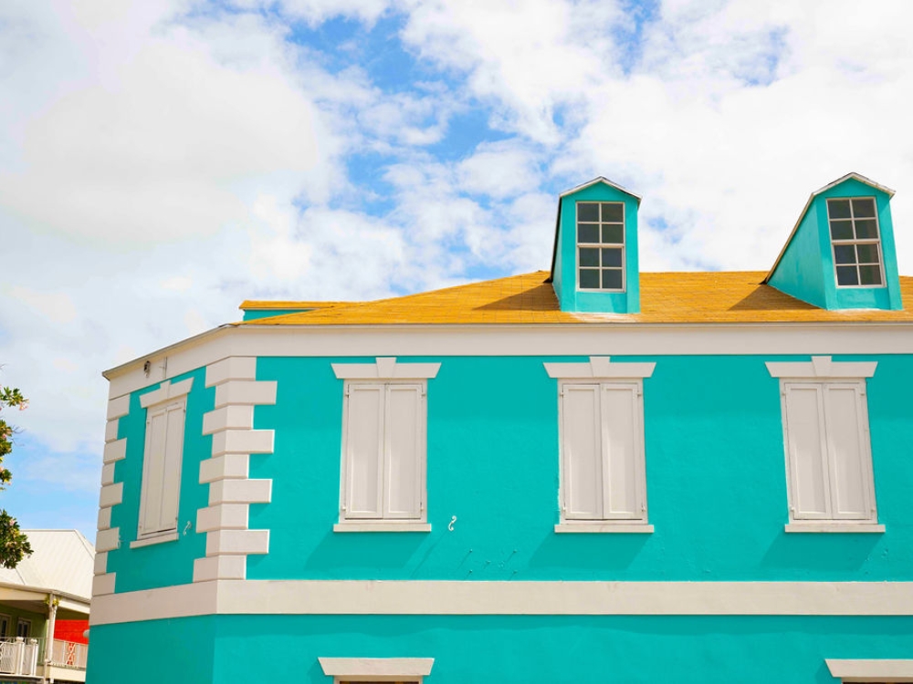 blue building